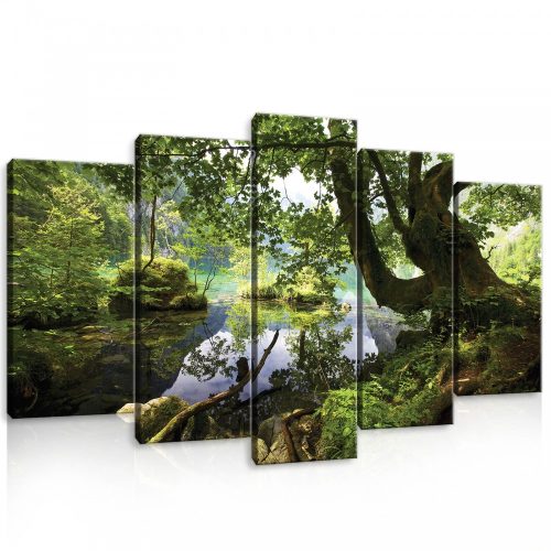 Vászonkép 5 darabos, Nyári erdő kis patakkal 100x60 cm méretben