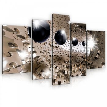   Vászonkép, 5 darabos, Puzzle alagút golyókkal 170x100 cm méretben