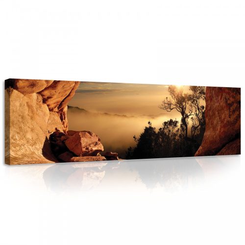 Barlangból kilátás a naplementére vászonkép, 145x45 cm méretben