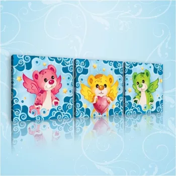 Vászonkép 3 darabos, Mackók, 3 db 25x25 cm méret