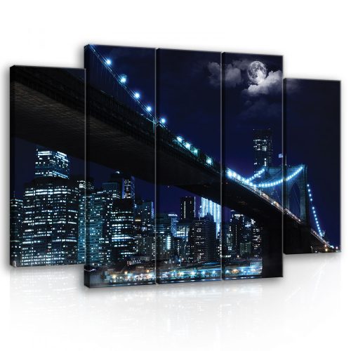 Vászonkép, 5 darabos Brooklyn Bridge 150x100 cm méretben