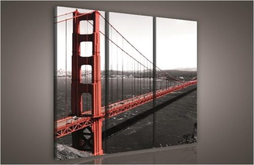 Golden Gate, 3 darabos vászonkép, 90x80 cm méretben