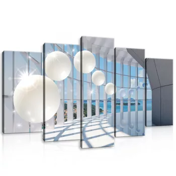   Vászonkép 5 darabos, Gőmbök a teraszon,háttérbe a tenger 100x60 cm méretben