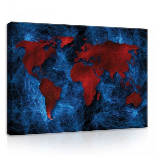 Világ Térkép, vászonkép, 70x50 cm méretben