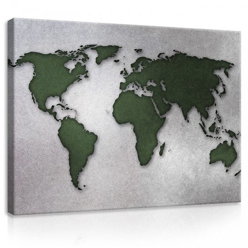 Vászonkép, Zöld Világtérkép, 100x75 cm méretben