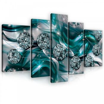   Vászonkép, 5 darabos, Türkiz absztrakt gyöngyökkel 170x100 cm méretben