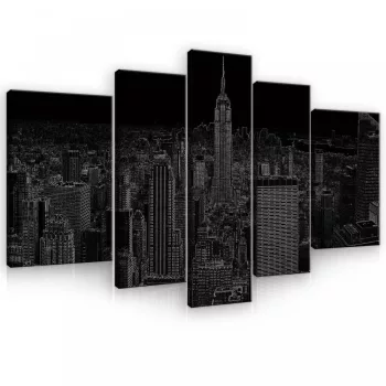   Vászonkép, 5 darabos, New York körvonalai 170x100 cm méretben