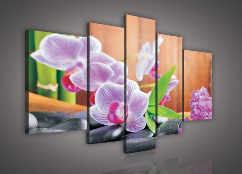 Vászonkép, 5 darabos, Orchidea zen 170x100 cm méretben