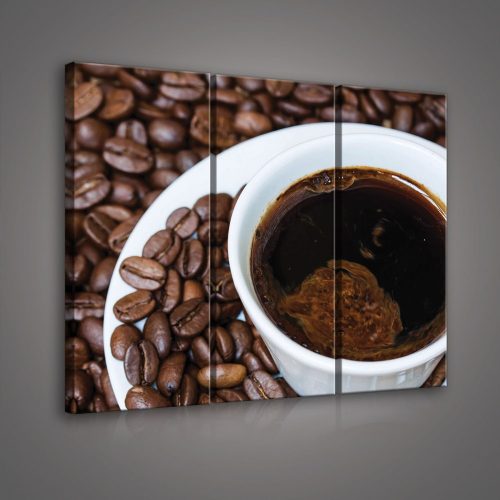 Csésze kávé, 3 darabos vászonkép, 90x80 cm méretben