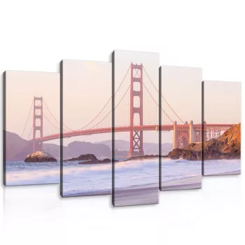   Vászonkép 5 darabos, Golden Gate híd, San Francisco 100x60 cm méretben