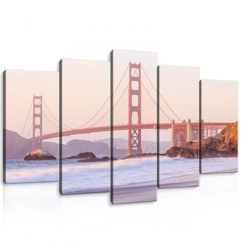 Vászonkép 5 darabos Golden Gate híd, San Francisco 100x60 cm méretben