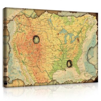 Vászonkép, Régi kiégett térkép, 80x60 cm méretben