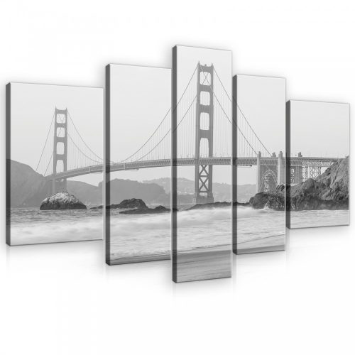 Vászonkép, 5 darabos, Golden Gate 170x100 cm méretben