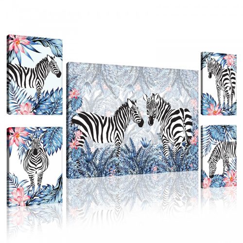 Vászonkép, 5 darabos Zebra minta variálható elrendezésben