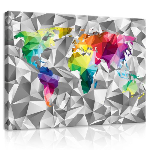 Vászonkép, Szines világtérkép, 100x75 cm méretben