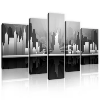   Vászonkép, 5 darabos, New York szürkében 170x100 cm méretben