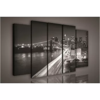   Vászonkép, 5 darabos New York éjszaka 150x100 cm méretben