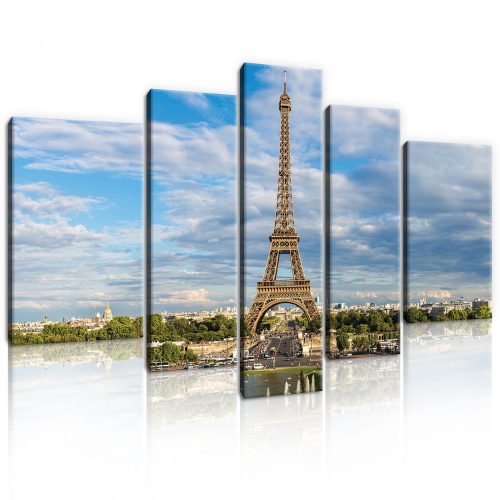 Vászonkép, 5 darabos, Eiffel-torony 170x100 cm méretben
