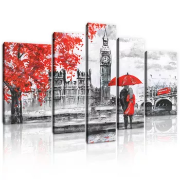   Vászonkép, 5 darabos, Szerelmes pár Londonban 170x100 cm méretben