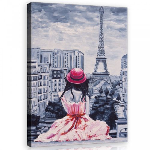 Lány Párizsban, vászonkép, 40x60 cm méretben