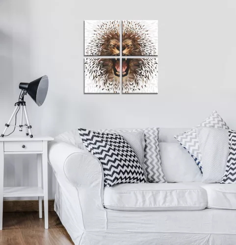 Vászonkép 4 darabos, Oroszlán 50x50 cm méretben