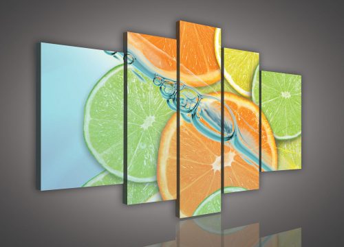 Vászonkép, 5 darabos, Citrusok 170x100 cm méretben