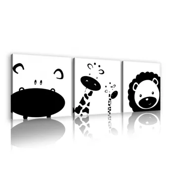   Vászonkép 3 darabos, Rajzolt állatok, 3 db 25x25 cm méret