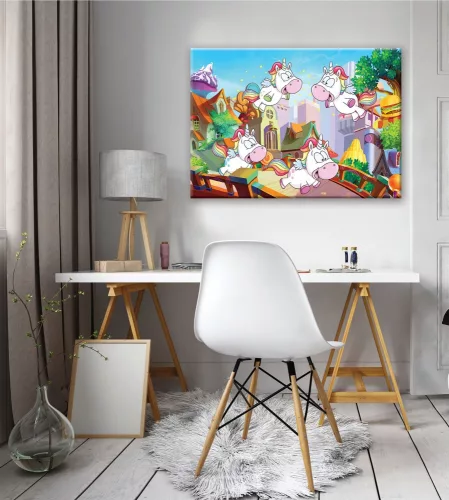 Unikornisok, vászonkép, 70x50 cm méretben