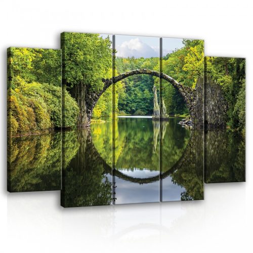 Vászonkép, 5 darabos Híd a tó felett 150x100 cm méretben