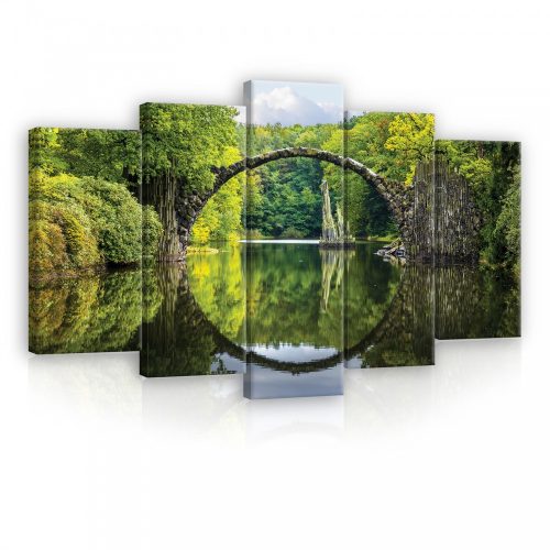 Vászonkép 5 darabos, Erdőt átszelő folyó 100x60 cm méretben