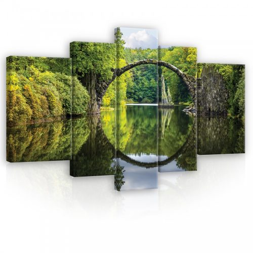 Vászonkép, 5 darabos, Híd a tó felett 170x100 cm méretben