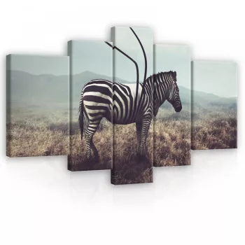 Vászonkép, 5 darabos, Zebra 170x100 cm méretben