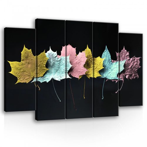 Vászonkép, 5 darabos Színes levelek 150x100 cm méretben