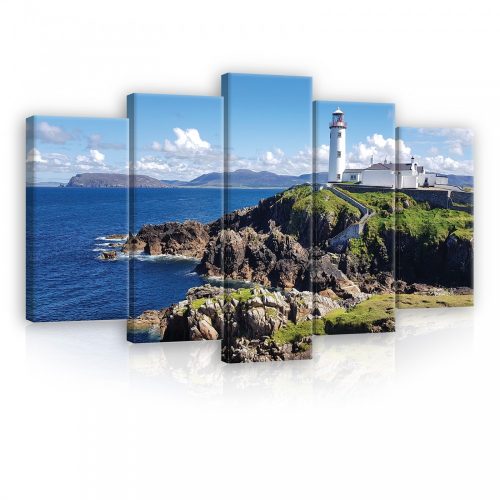 Vászonkép 5 darabos, Tenger a hegyek,és a világító torony 100x60 cm méretben