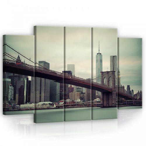 Vászonkép, 5 darabos Brooklyn Bridge, New York 150x100 cm méretben