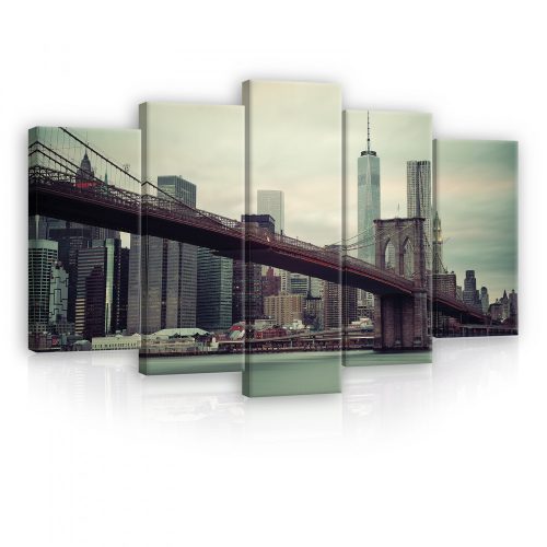 Vászonkép 5 darabos,  Brooklyn híd, New York 100x60 cm méretben