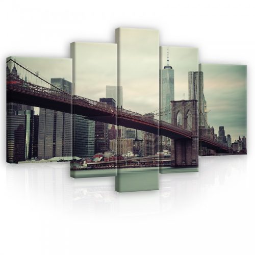 Vászonkép, 5 darabos, Brooklyn Bridge 170x100 cm méretben