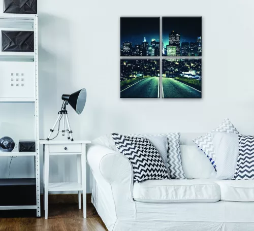 Vászonkép 4 darabos, Út a városban 50x50 cm méretben