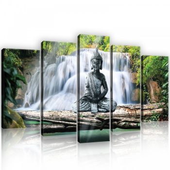   Vászonkép 5 darabos, Budha a vízesésnél 100x60 cm méretben