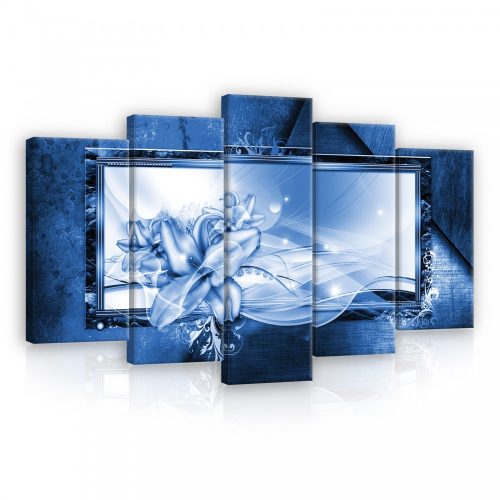 Vászonkép 5 darabos, Virág csupa kékkel 100x60 cm méretben