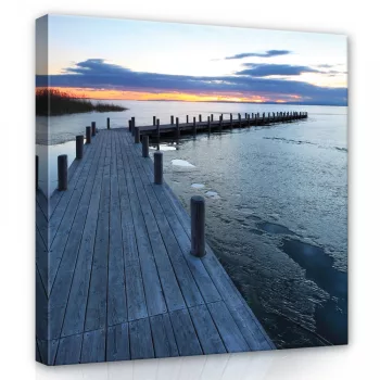 Móló a fagyos tóban , vászonkép, 40x40 cm méretben