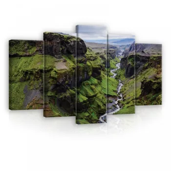  Vászonkép 5 darabos, Hegyek közt a folyóval 100x60 cm méretben
