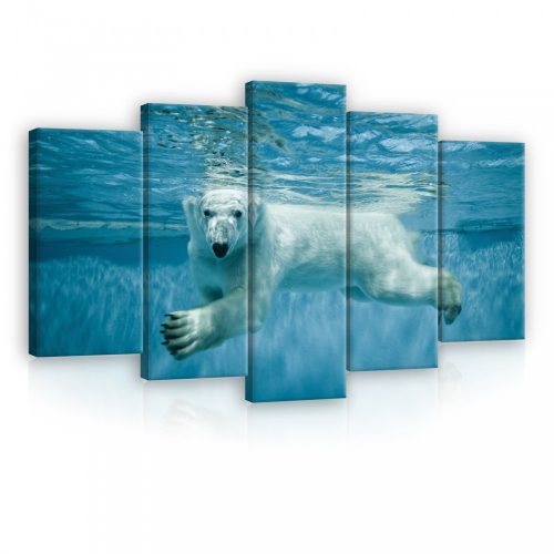 Vászonkép 5 darabos, Víz alatt a jegesmedve  100x60 cm méretben