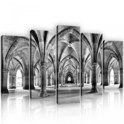Vászonkép 5 darabos, Glasgow Egyetem kerengő gótikus stílusban 100x60 cm méretben