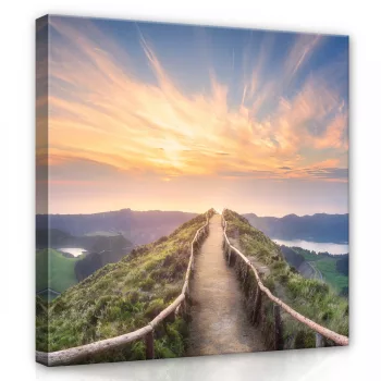 Hegyi üt a napfelkeltében, vászonkép, 40x40 cm méretben