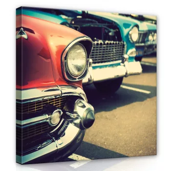 Retró autók, vászonkép 40x40 cm méretben