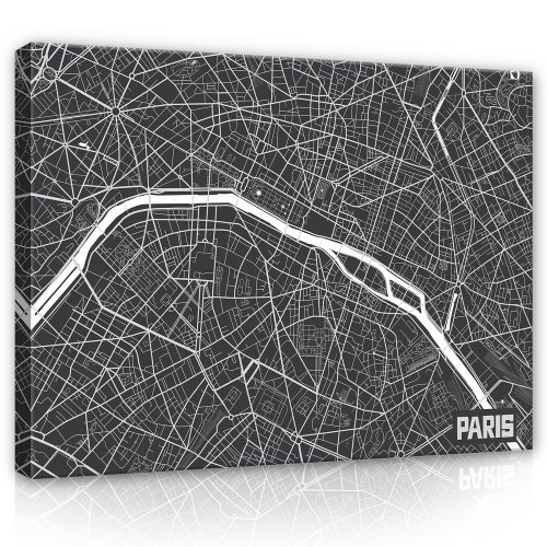 Vászonkép, Térkép - Párizs, 100x75 cm méretben