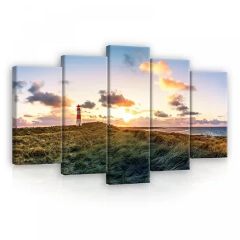   Vászonkép 5 darabos, Tengerparti világító torony 100x60 cm méretben