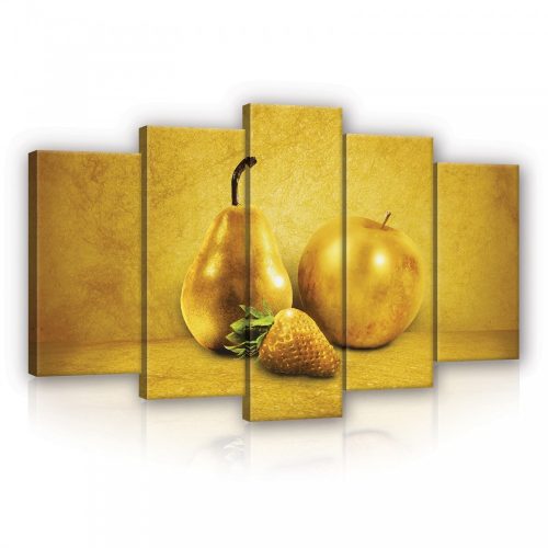 Vászonkép 5 darabos, Gyümölcsök aranyba 100x60 cm méretben