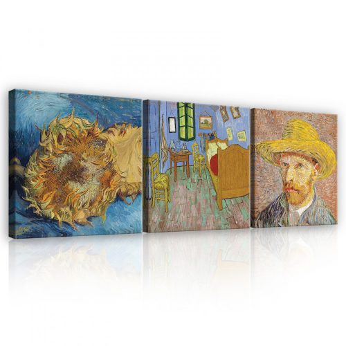 Vászonkép 3 darabos, Vincent van Gogh, 3 db 25x25 cm méret